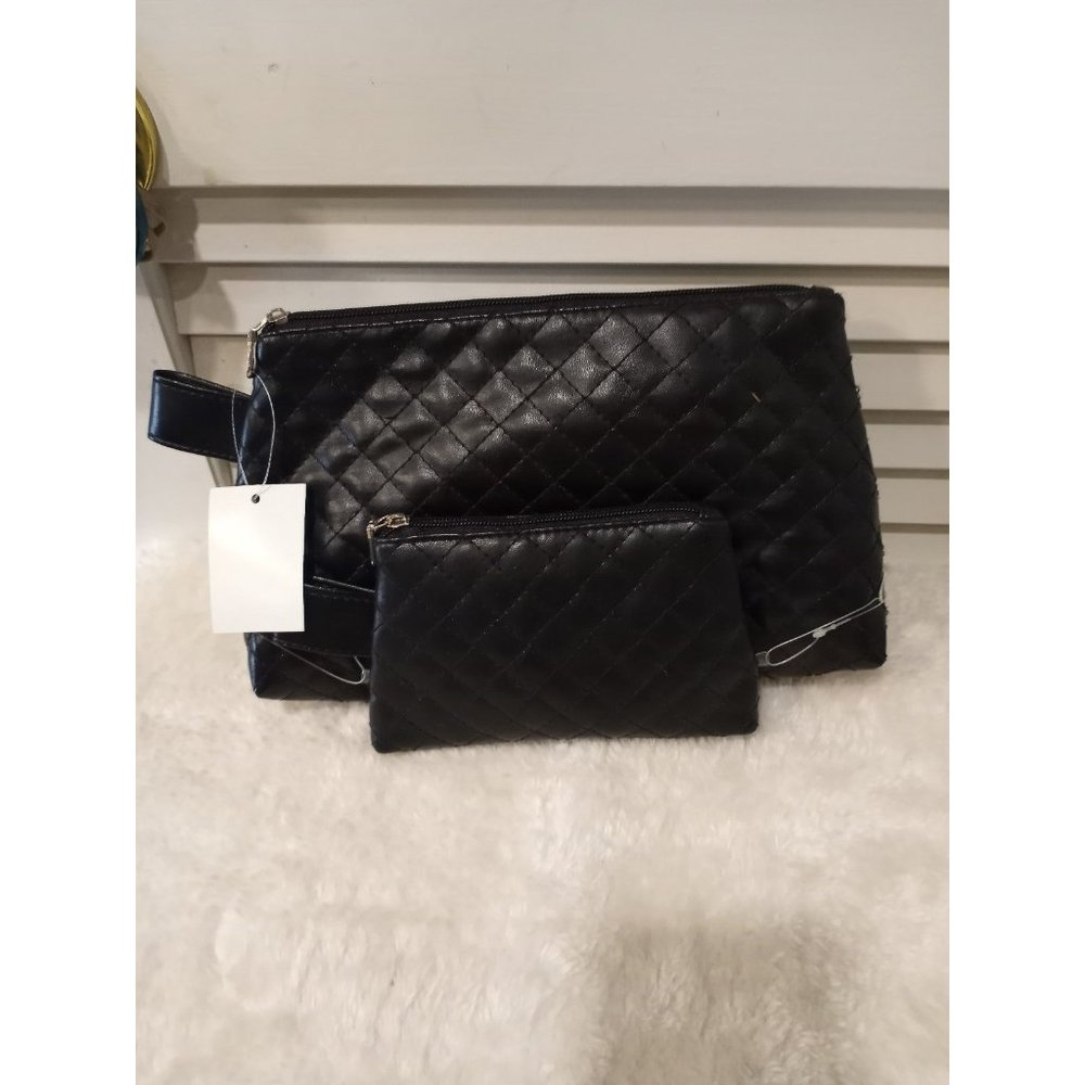 NWT New Set of 2 black cosmetic travel bags